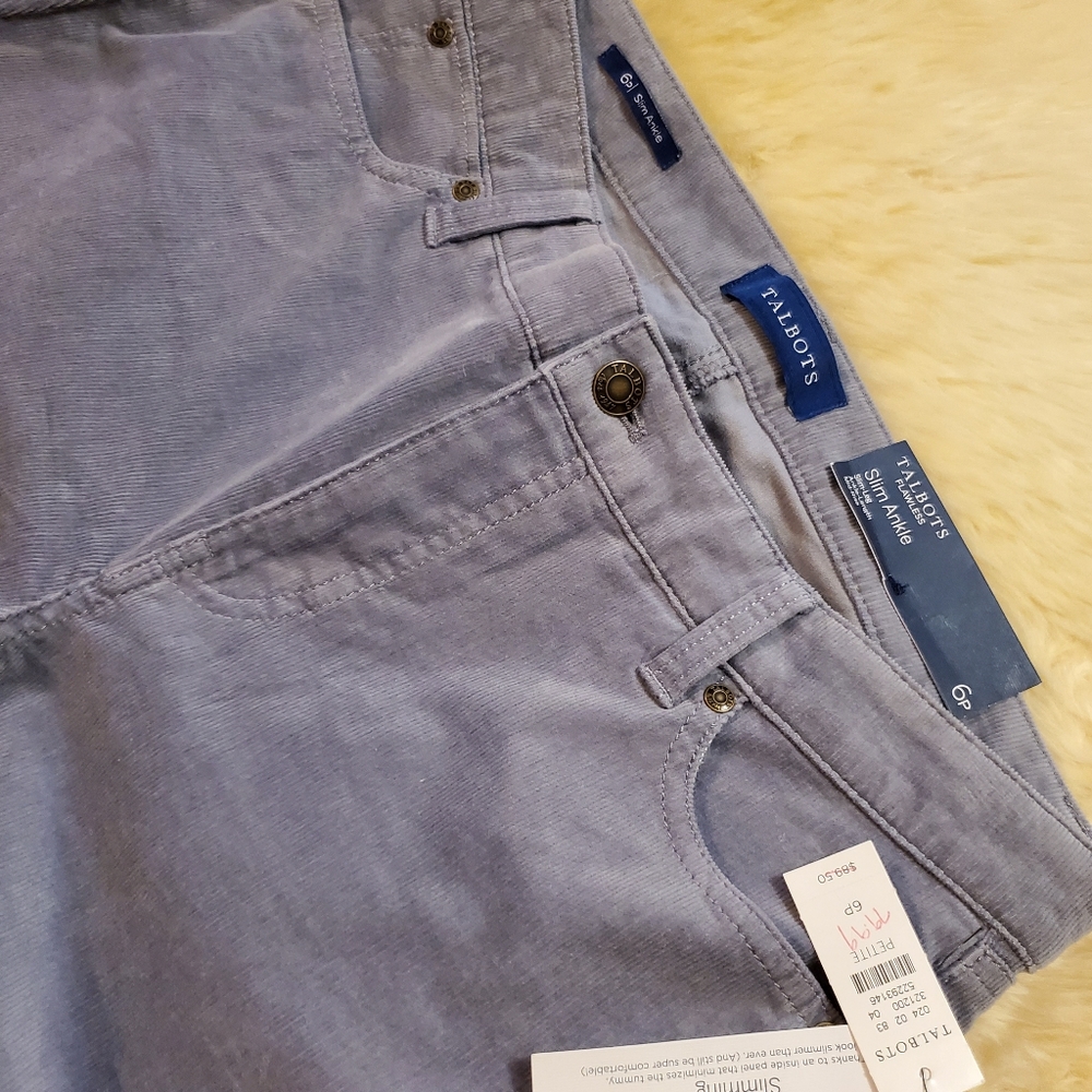 Talbots Stretch Corduroy Slim Ankle Pants - steel grey - Picture 5 of 12